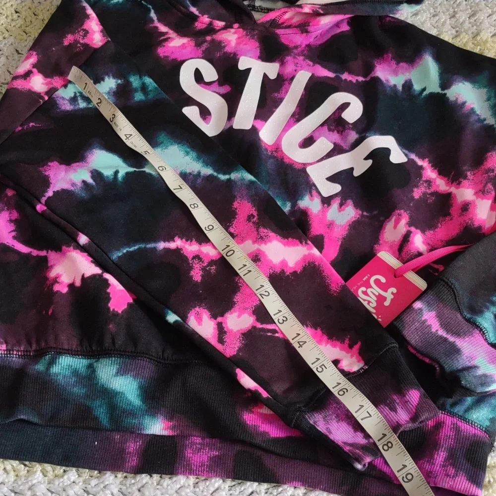 NWT Justice LG(12/14) Tie Dye Cropped Hoodie